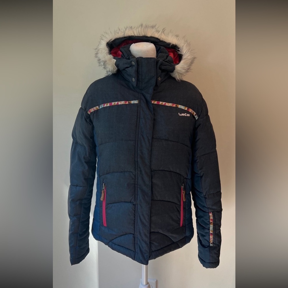 Decathlon Kids Ski Jacket - Navy with Pink Details